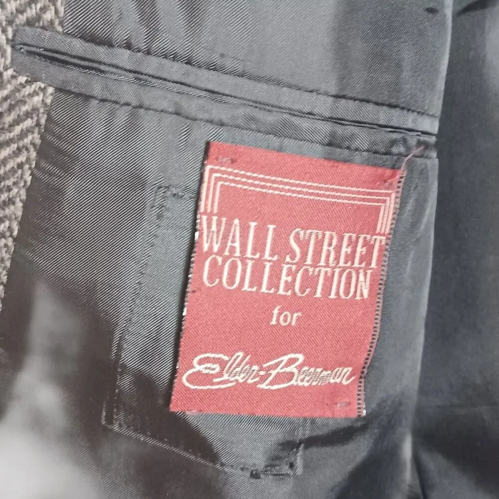 Classic Wool Heritage Y2K Wall Street 44L Gray Herringbone Prep SportCoat Blazer